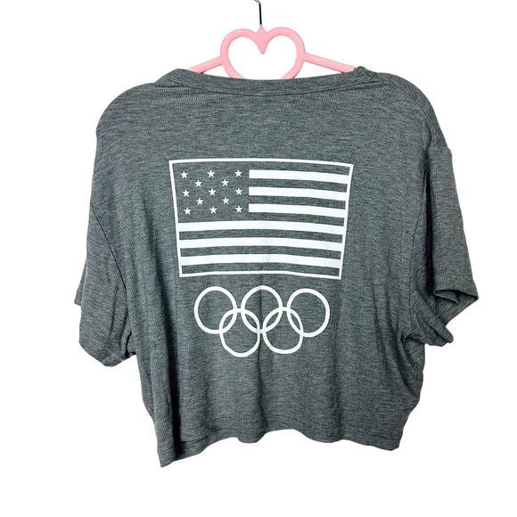 Skims Heather Gray Team USA Cropped Short Sleeve T-Shirt Size 4X - Picture 5 of 5